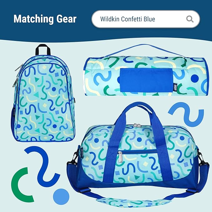 Wildkin Kids Two Compartment Insulated Lunch Bag – Keeps Food Hot or Cold, Easy-Clean Lining, Leak-Resistant & BPA-Free – Boys & Girls, Ideal for School, Travel & Daycare – Confetti Blue