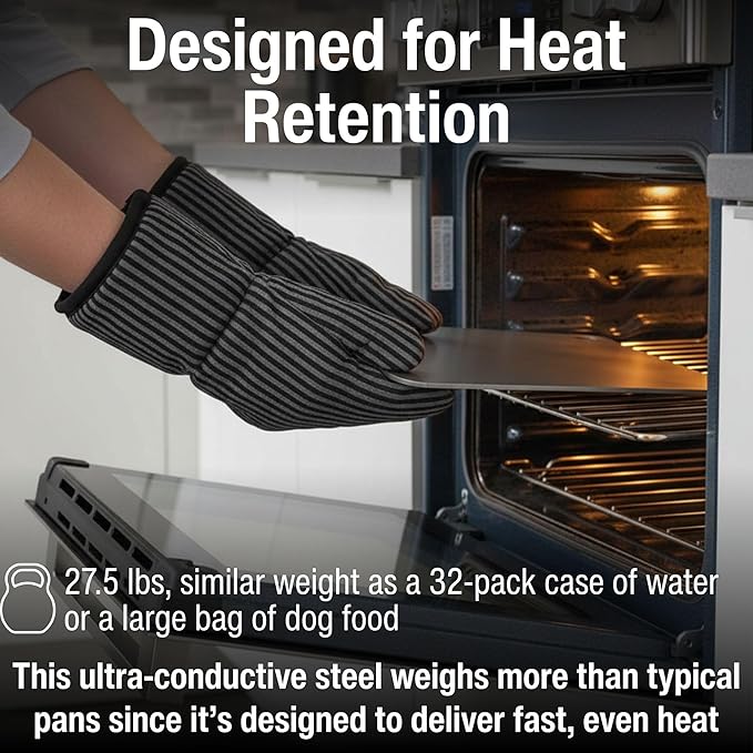 ThermiChef 16x16 Pizza Steel, 3/8" Thick, 27.5 lbs - Cooking Steel for Oven & Grill - Made in USA
