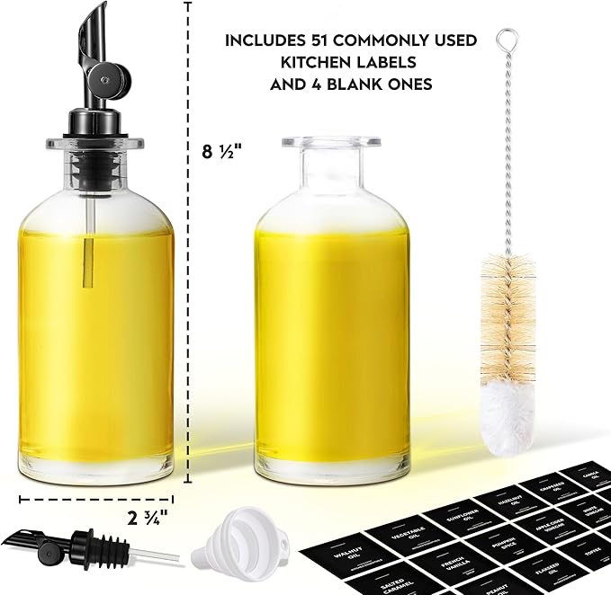Spaceneat Olive Oil Dispenser Bottle for Kitchen,11.8 fl oz Gold, Silver & Black Bundle