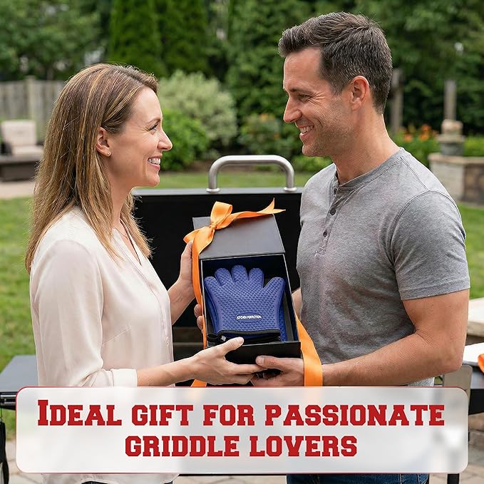 KITCHEN PERFECTION XL Silicone Oven & Griddle Gloves -Extreme Heat Resistant BBQ & Grilling Gloves -Handle Hot Food Right on Your Griddle |Waterproof Oven Mitts Grill Gloves |Superior Set+3 Bonuses