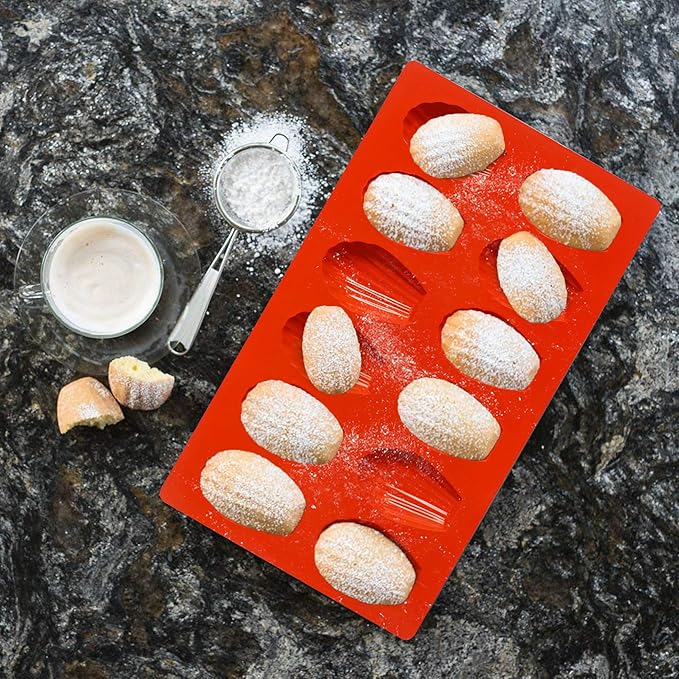 Madeleine Pans for Baking, 12-Cavity Non-Stick Silicone Madeleine Cookies Trays for Baking, 3Pcs Shell Shape Madeleine Mold Cake Pans (Mini(12-Cavity))