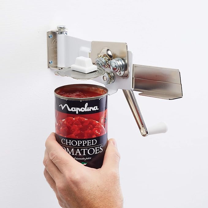 KitchenCraft KC609WH Swing-A-Way Wall Mounted Can Opener - Tin with Magnetic Lid Lifter,Metal,17.5 x 8 x 7 cm,Silver
