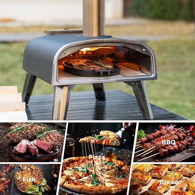 aidpiza Pizza Oven Outdoor 12" Wood Fired Pizza Ovens Pellet Pizza Stove for outside, Portable Stainless Steel Pizza Oven for Backyard Pizza Ovens