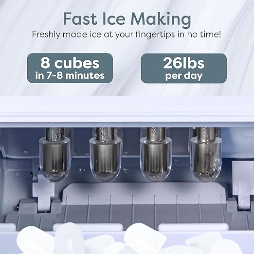 Igloo Portable Ice Maker with Scoop & Basket - Ice Maker with LED Control Panel & 1 Quart Water Tank- Ice Cube Maker Produces 26 Lbs Of Ice In 24 Hours with 8 Large or Small Cubes In 7-8 Minutes- Pink