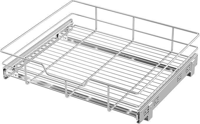 Pull Out Cabinet Organizer 20" W X 17" D, Slide Out Drawers For Kitchen Cabinets, Pull Out Drawers For Cabinets Capacity Heavy Duty Caddy, Cabinet Pull Out Shelves Chrome-Plated, Bathroom Pantry