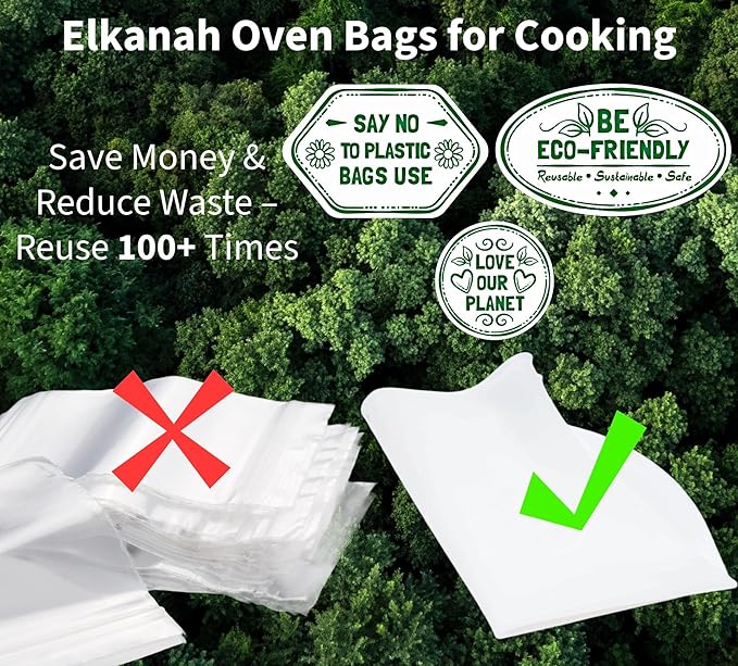 Elkanah Reusable Silicone Turkey Bags for Roasting|Oven Bags|Brining|Cooking|Sous Vide|Seafood Boil|Bread Proofing|Baking Bags Extra Large Size Upto 30lbs | 100% Pure Platinum, 7 Gallon Bag, Reusable Turkey Bag, Baking Utensils