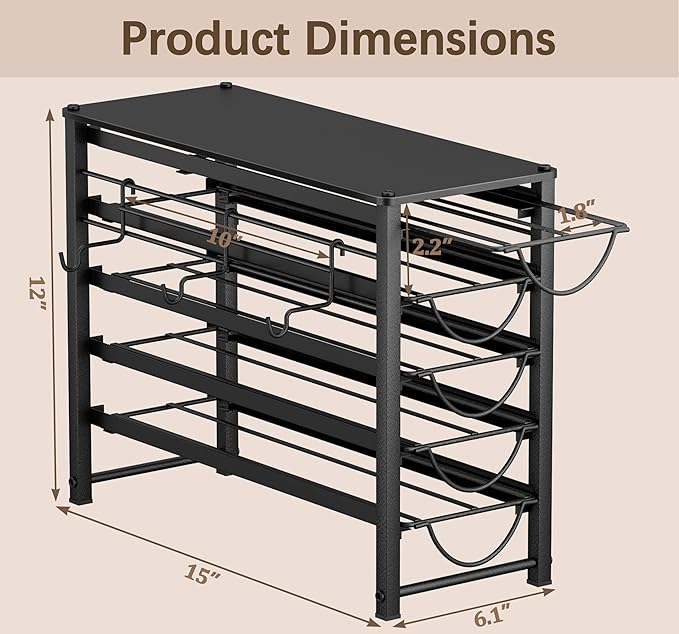 HFHOME Coffee Pod Holder For Counter, Pod Holder for K-cups, 5-tier Metal Coffee Capsule Storage Drawer, 70 Capacity Pods Organizer for Cafe Counter, Home, Office or Kitchen,3 cup rack, Black