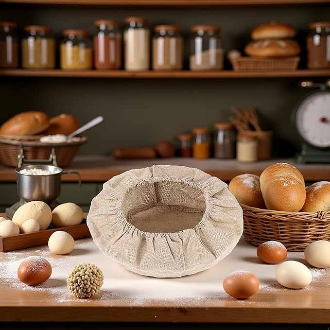 Proofing Bread Basket Cloth, Reusable Breathable Liner Flax Banneton Proofing Bread, Round Cloth Baking supplies Bread Proofing Baskets,Baking Tools and Accessories (9 inch)