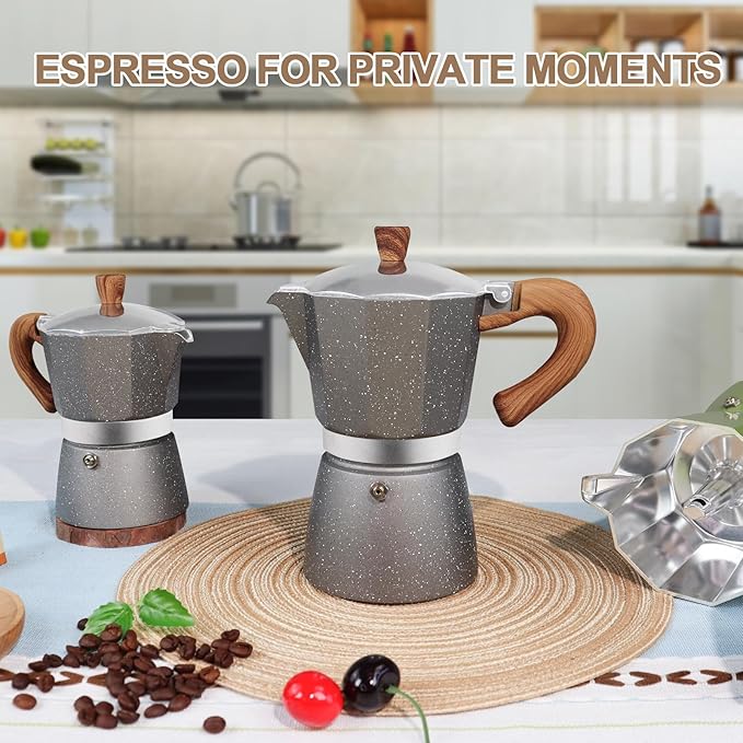 Aluminum 3 Cup 150ml Moka Pot Express Coffee Maker Stovetop Espresso Colorful Coffeemaker Italian Classic Style Brewing Greca Cafe Mocha Machine for Cafeteras Lover Camping Travel and Home Use 5oz