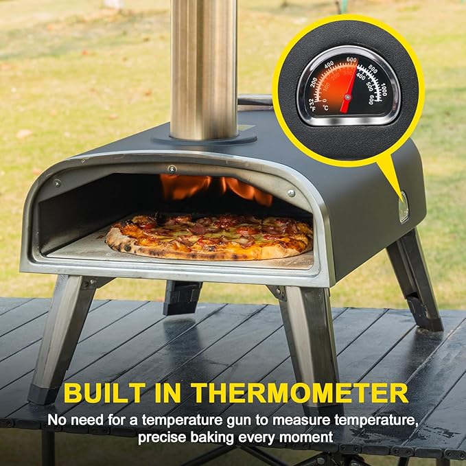 aidpiza Pizza Oven Outdoor 12" Wood Fired Pizza Ovens Pellet Pizza Stove for outside, Portable Stainless Steel Pizza Oven for Backyard Pizza Ovens