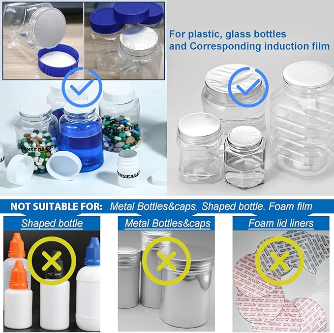 Induction Heat Sealer Bottle Cap Sealing Machine For Plastic Glass Bottle Cap (110&220 Dual Voltage)