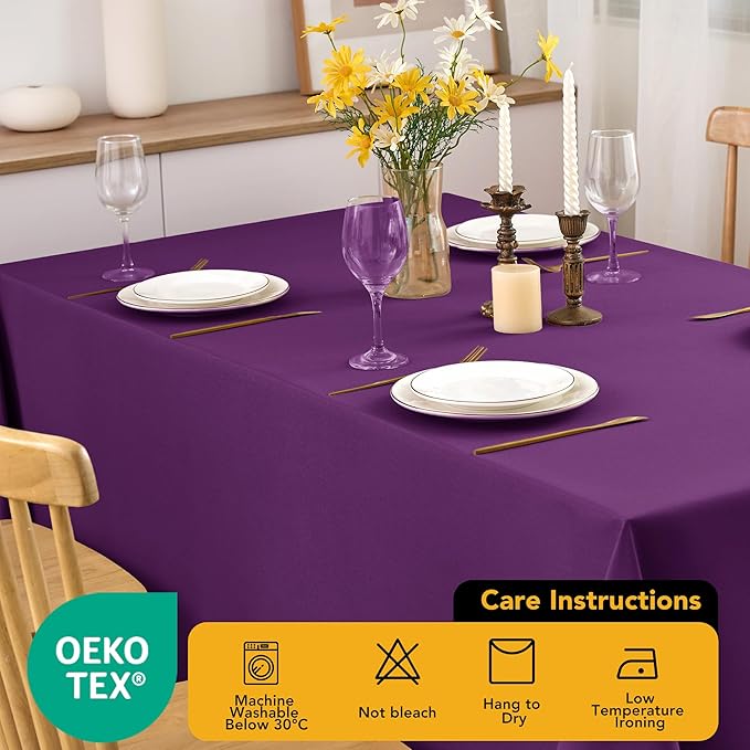 10-Pack Purple Tablecloths for Rectangle Tables, 70 x 108 Inches, Stain-Resistant Polyester Fabric for 6 Foot Tables - Washable Table Covers for Weddings, Banquets, Birthday Parties, Events