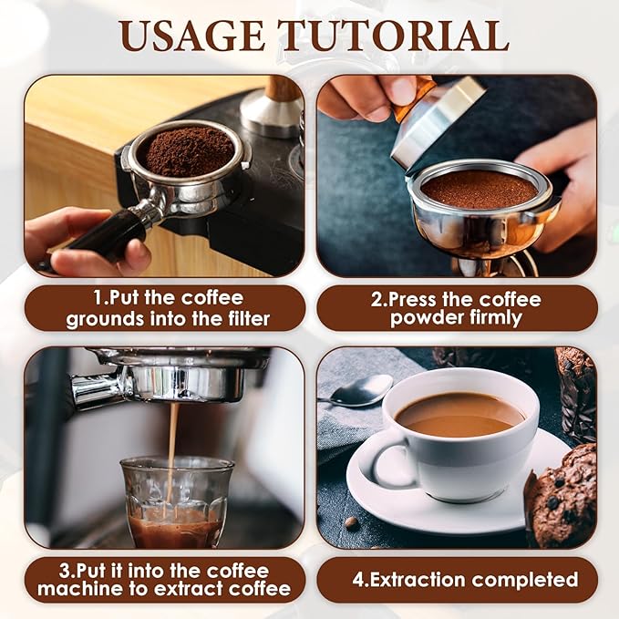 51mm Portafilter Basket, Double Cup Espresso Filter and Stainless Steel Filter Basket, Espresso Machine Parts Casabrews Compatible with Portafilter Replacement for Coffee Enthusiasts
