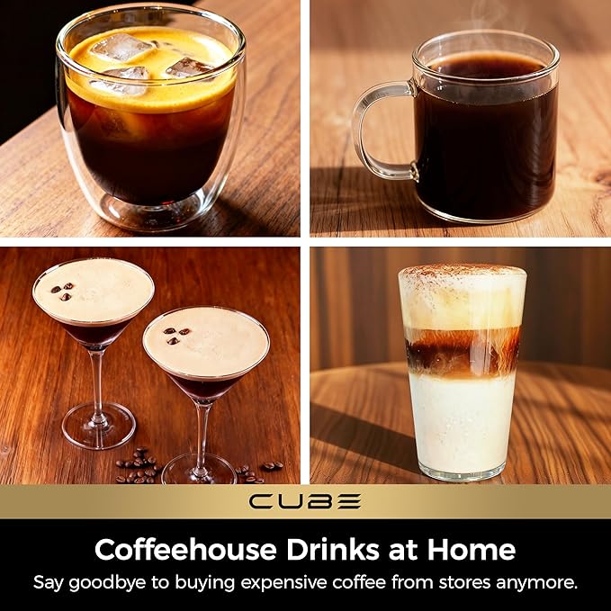 CHULUX Cube Espresso Machine with Milk Frother Steam Wand, 20 Bar Professional Italian Pump Semi Automatic Espresso Coffee Machine for Home Cappuccino & Latte Maker