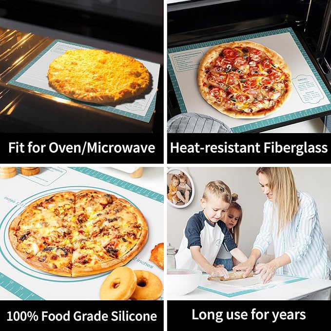 Non-Stick Silicone Pastry Mat, Silicone Baking Mat - Dough Mat for Rolling, Silicone Mat for Baking Cookies Macarons Bread, Extra Large 26 x 16 Inch