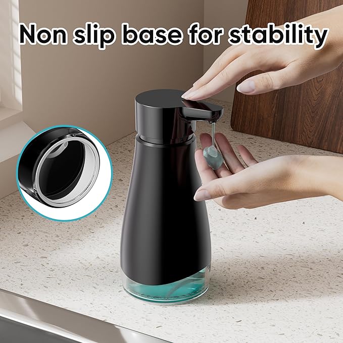 Oasis Creations 500 mL /17fl.oz Stainless Steel Liquid Soap Dispenser for Dish and Hand Soap - Black - Refillable - Great for Kitchen Bathroom or Countertop