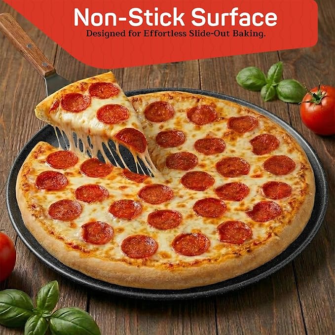 Emporio Kitchen Pizza Baking Pan - 15.75-Inch Round Perforated Carbon Steel Tray with Non-Stick Gray Marble Coating, Airflow Design, Dishwasher & Oven Safe (Up to 450°F), PFOA, PFOS, PTFE-Free, Gray