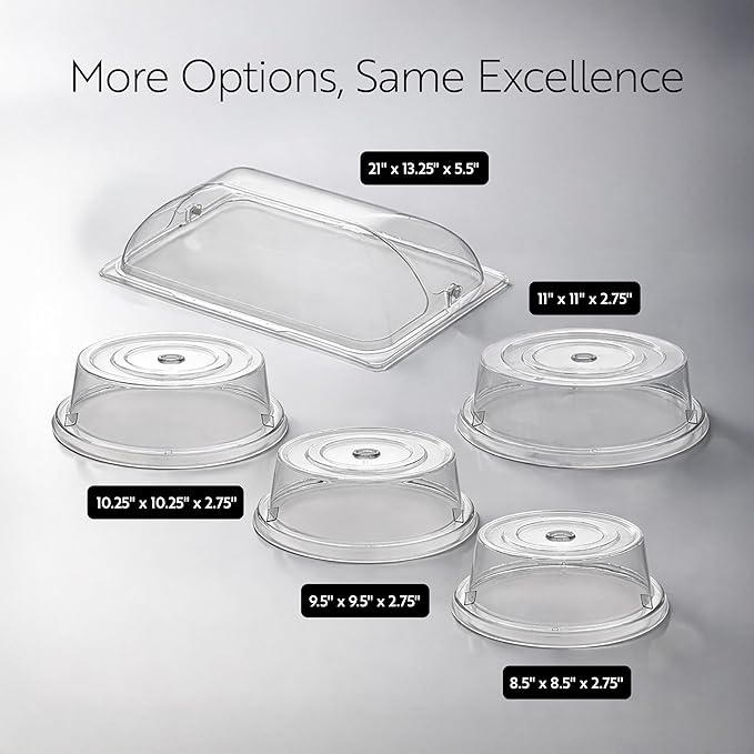 Restaurantware Cater Tek 10.2 Inch Polycarbonate Plate Cover 1 Shatterproof Dish Cover - Dishwashable Endures Up To 210F Clear Plastic Splatter Cover With Finger Hole For 10-Inch Plates