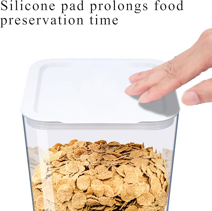 Cereal Dispenser Countertop, 5L Cereal Containers Storage Dispenser for Pantry, Large Dry Food Cereal Dispenser, Not Easy to Crush Cereal, Can Hold Oatmeal, Candy, Snack, Grain, Pet Food (White, 1Pc)