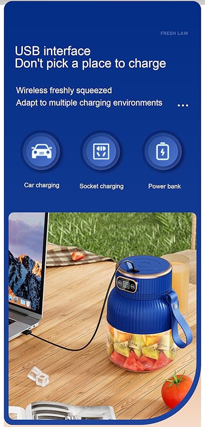 Portable Blender,Portable Blender for Shakes and Smoothies, Personal Size High Speed Blender,21oz USB C Rechargeable Blender for Travel/Picnic/Office/Gym/Sport (BLUE)