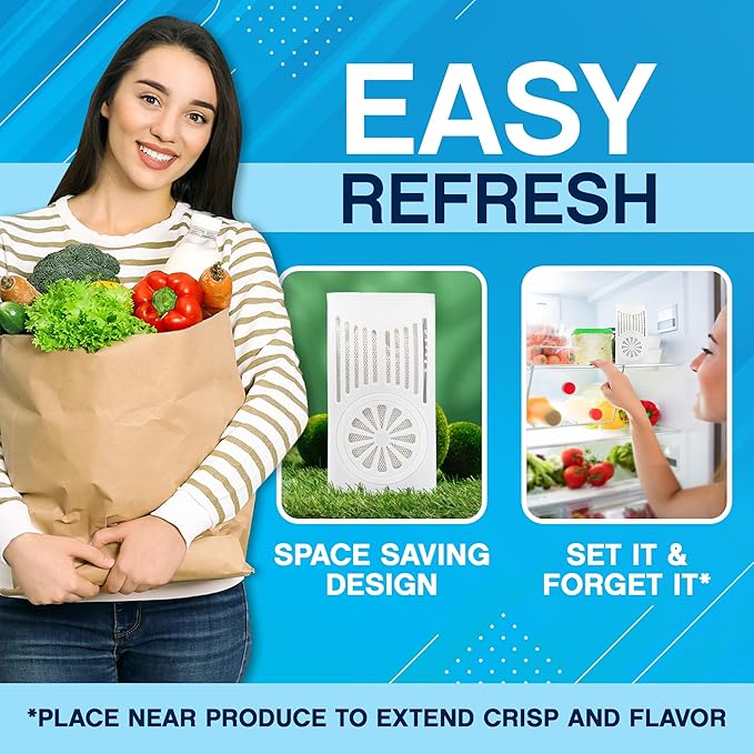 NonScents Refrigerator Deodorizer – Odor Eliminator for Fridge & Freezer – Outshines Baking Soda & Deodorizer with Activated Charcoal – Unscented & Long-Lasting, Freshen Refrigerator (2-Count)