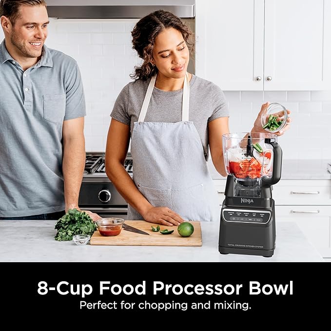 Ninja Kitchen System | All-in-One for Smoothies, Frozen Drinks, Veggie Chopper & More | With Full-Size Pitcher, 8 Cup Food Processor Bowl, (2) 18 oz. Cups, | 1200 Watt | Dark Grey | BR601AMZ