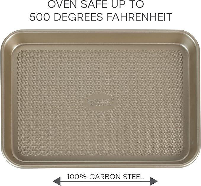Kitchen Details Pro Series Small Baking Sheet | Nonstick | Textured Diamond Base | Creates Even Heating | Durable | Easy to Clean | Oven Safe up to 500 Degrees