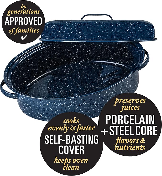 Granite Ware Limited Edition Large Covered Oval Roasting Pan, 18", Blue