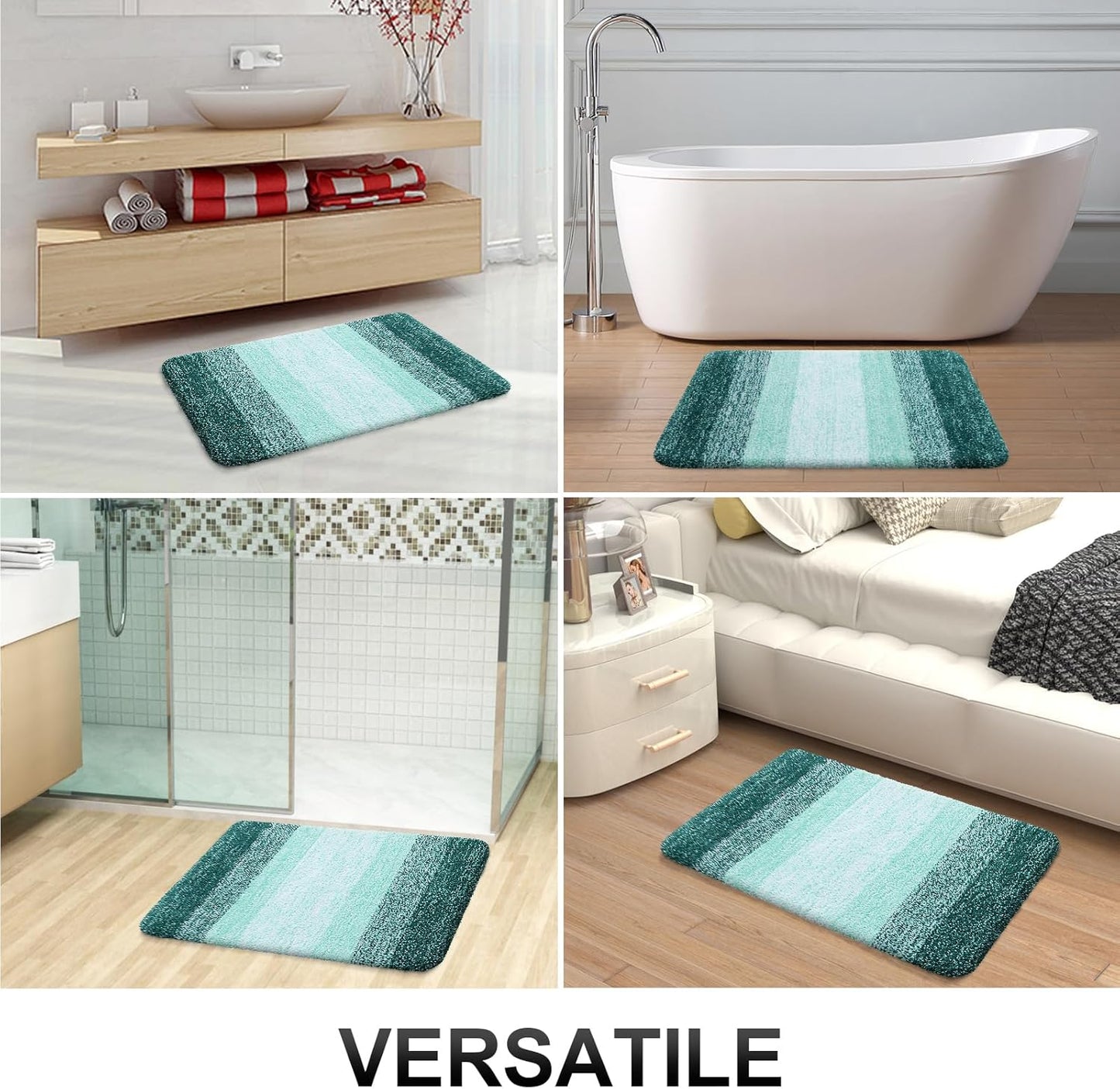 OLANLY Bathroom Runner Rugs 47x17, Extra Soft Absorbent Microfiber Bath Rugs, Rubber Backing, Quick Dry, Washable Bath Mats for Bathroom Floor, Tub and Shower, Home Decor Accessories, Blackish Green