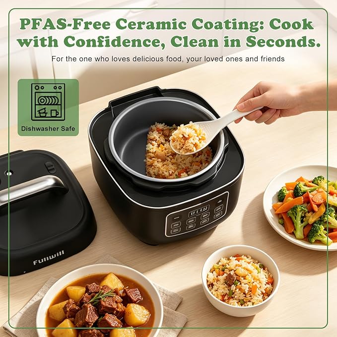 Fullwill 7 in1 Electric Pressure Cooker Lite 3 Quarts, Slow Cooker, Rice Cooker,Steamer, Sauté, Warmer, Olla de Presion Nonstick Pot amd DIY