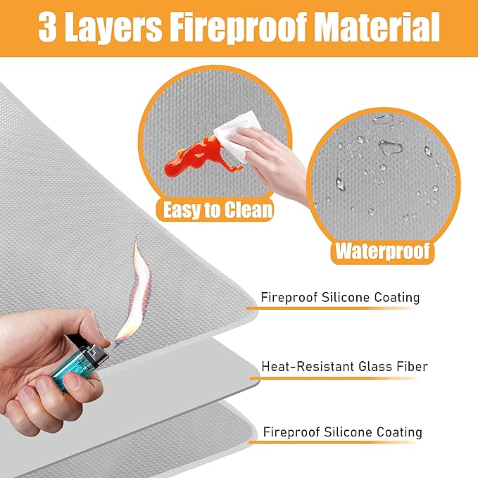 Heat Resistant Protective Mat for Air Fryer, Countertop, 12x14in Hot Pads for Kitchen, Heat Shield & Quartz Countertop Protector Mat, Appliance Mat Accessories