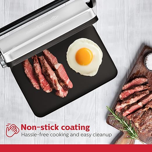 Holstein Housewares Electric Griddle for Toasting Sandwiches, Various Snacks - Black/Stainless Steel (260 x 170mm)
