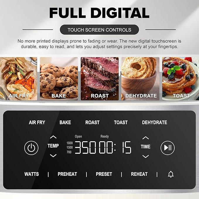 Nuwave Brio Plus 6-in-1 Air Fryer, 7-Qt Large Capacity, 50°F–400°F Precise Temp Control, Non-Toxic PFAS-Free Nonstick, Air Fry, Bake, Roast, Toast, Dehydrate, Reheat, 100 Presets, Dishwasher Safe