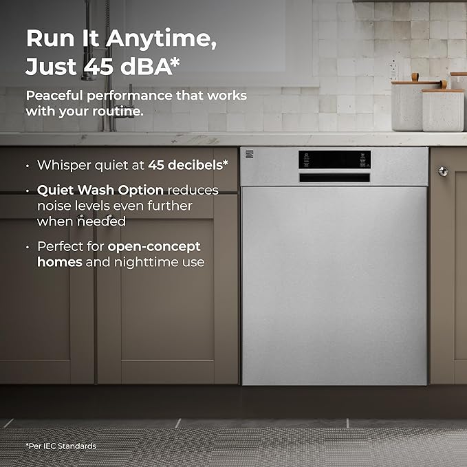 Kenmore 22-14605 24" Built-In Dishwasher - UltraWash Plus, TurboDry, SmartWash & EasyFlex Third Rack - 15 Place Settings - 45 DBA - ENERGY STAR Certified - 24" - Fingerprint Resistant Stainless Steel