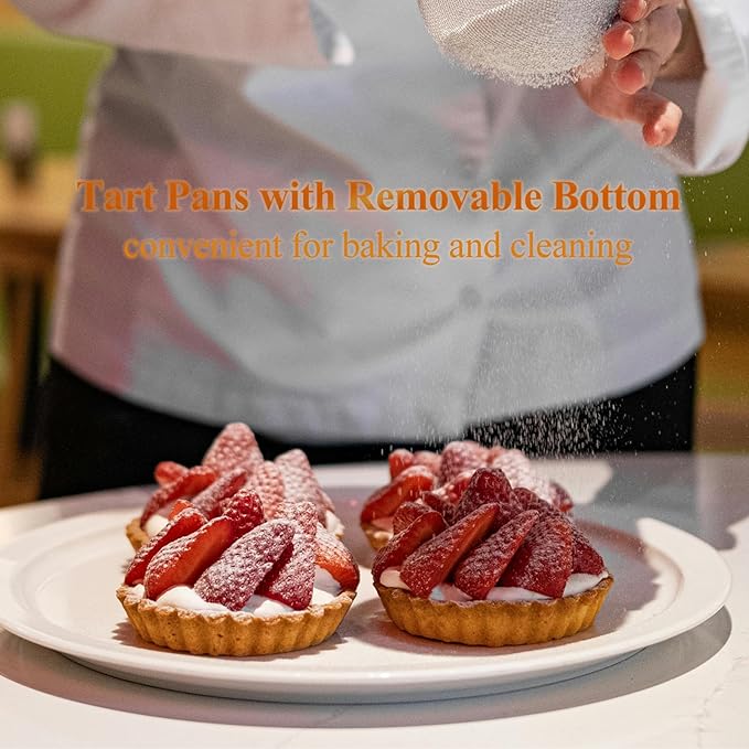 Tart Pans with Removable Bottom, Quiche Pans Nonstick Fluted Tart Pans for Pie, Quiches, Tartlets (4 Inch-9Pcs)