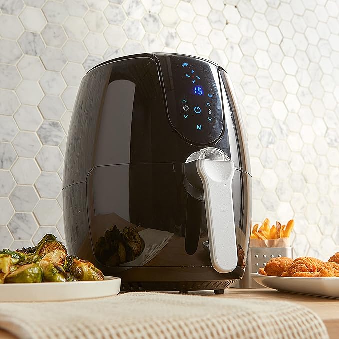 West Bend Air Fryer with Digital Controls and 30-Min Timer, 6 Cooking Presets, Nonstick Coating, 3.7-Quart, Black