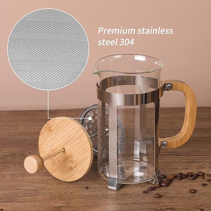 Sivaphe 6 Pieces French Press Replacement Filters Part, 3.15-4 Inch Cafetiere Coffee Maker Filter Stainless Steel, French Press Metal Mesh Screen for 1000 ml/ 34 oz/ 8 cup French Coffee and Tea Press