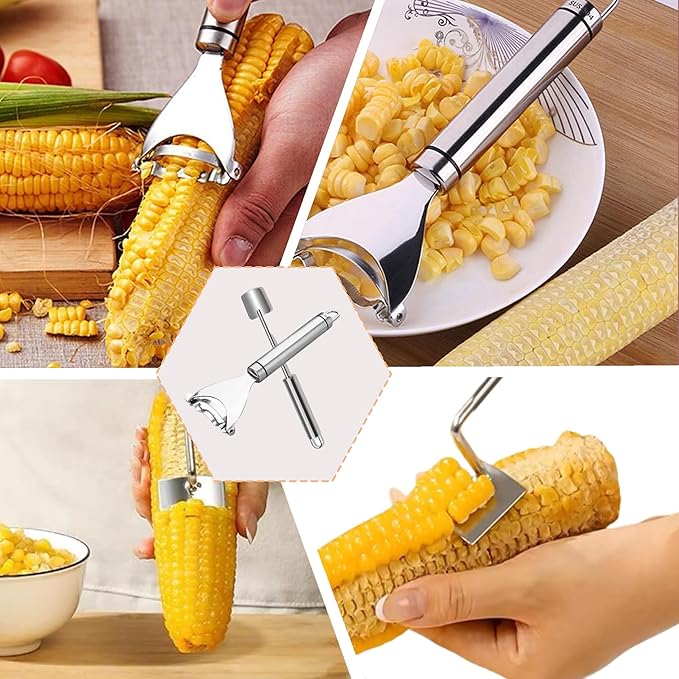 2 Pcs Corn Peeler Corn on the Cob Stripper Tool 304 Stainless Steel Corn Thresher with Ergonomic Handle Easy to Use Corn Peeler for Corn on the Cob Safe Durable Kitchen Tools