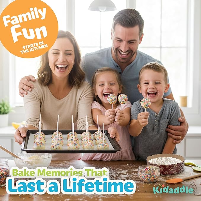 Kidaddle DIY Cake Pop Kit for Kids – Birthday Cake | Kid Baking Kit with Premeasured Ingredients, Decorating Supplies | Made in USA | Certified Kosher | Christmas Kids Gift for Girls & Boys