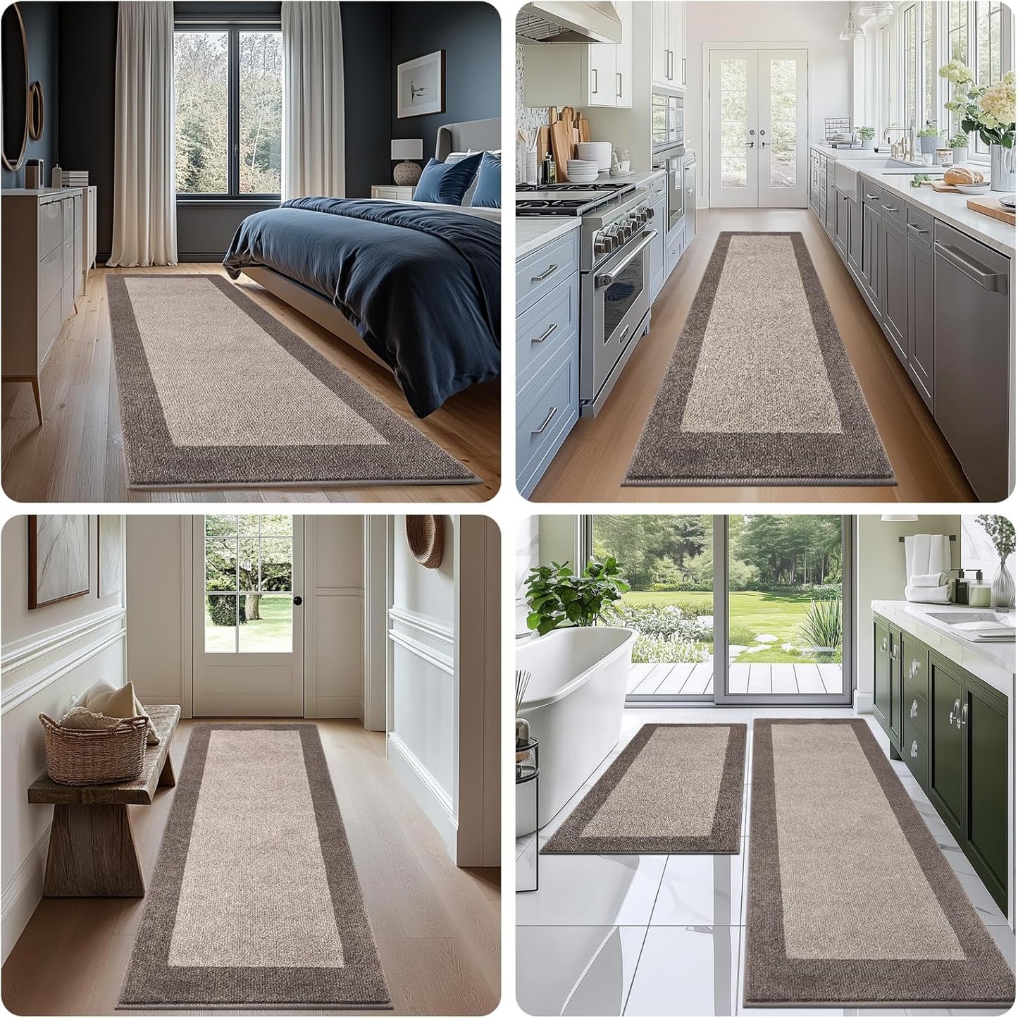 Machine Washable Kitchen Rug 32" x 48", Non Slip Indoor Door Rug, Absorbent Entrance Runner Rug for Bedroom, Hallway, Bathroom, Floor