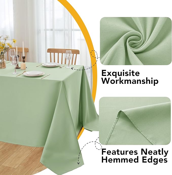 6-Pack Sage Green Tablecloths for Square Tables, 70 x 70 Inches, Stain-Resistant Polyester Fabric for 3 Foot Tables - Washable Table Covers for Weddings, Banquets, Birthday Parties, Events