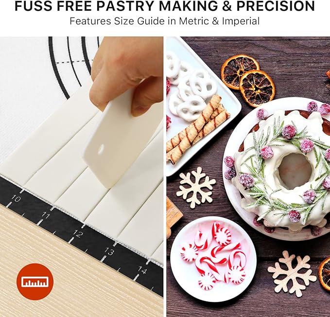 Silicone Baking Pastry Mat,36" x 24" Large Non Stick Sheet Mat with Measurement, Non-slip Food Grade Dough Rolling Mat for Making Cookies,Macarons,Bread