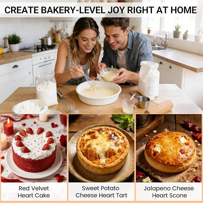 SJ 8 Inch Silicone Round Cake Pan with Metal Reinforced Frame Set of 2, Nonstick Silicone Cake Mold for Baking Suitable for Making Layers, Cheese & Chocolate Cakes