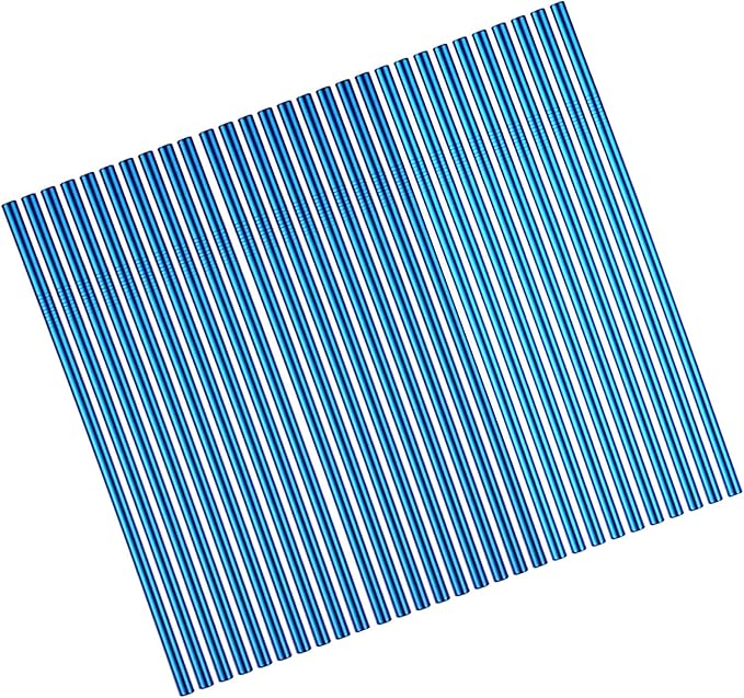 Blue Reusable Metal Straight Straws 100Pcs in Bulk Order (8.5" Long, Blue-100pcs Straight)