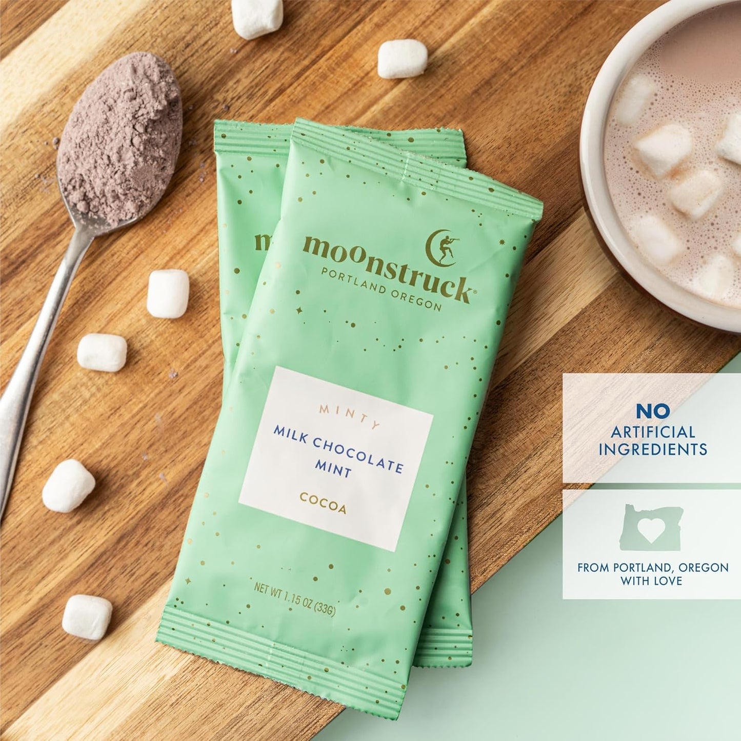 Moonstruck Chocolate Hot Chocolate Mix Variety Pack - Contains 6 Flavors: Milk Chocolate Cocoa, Dark Chocolate Cocoa, Milk Chocolate Cinnamon Cocoa, Mint Chocolate Cocoa, Milk Chocolate Ginger and Turmeric Cocoa, and White Chocolate Horchata Cocoa