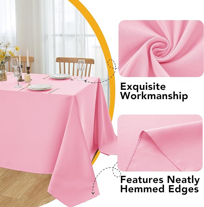 10-Pack Pink Tablecloths for Rectangle Tables, 54 x 108 Inches, Stain-Resistant Polyester Fabric for 6 Foot Tables - Washable Table Covers for Weddings, Banquets, Birthday Parties, Events