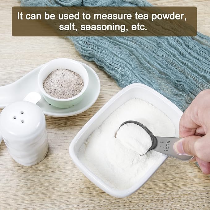 Safring Stainless steel coffee scoop 2-piece set (1 tbsp, 2 tbsp) durable Tablespoon, ergonomic measuring spoon, Suitable for small and large jars，short-handled spoon (Black)