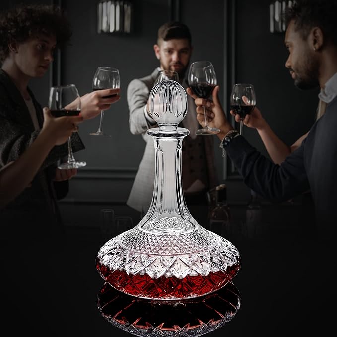 50oz Wine Decanter Crystal Bottle for Wine with Stopper- Top Red Wine Decanter Carafe Bottle with Luxury Box .Elegant Gift for Men/Women