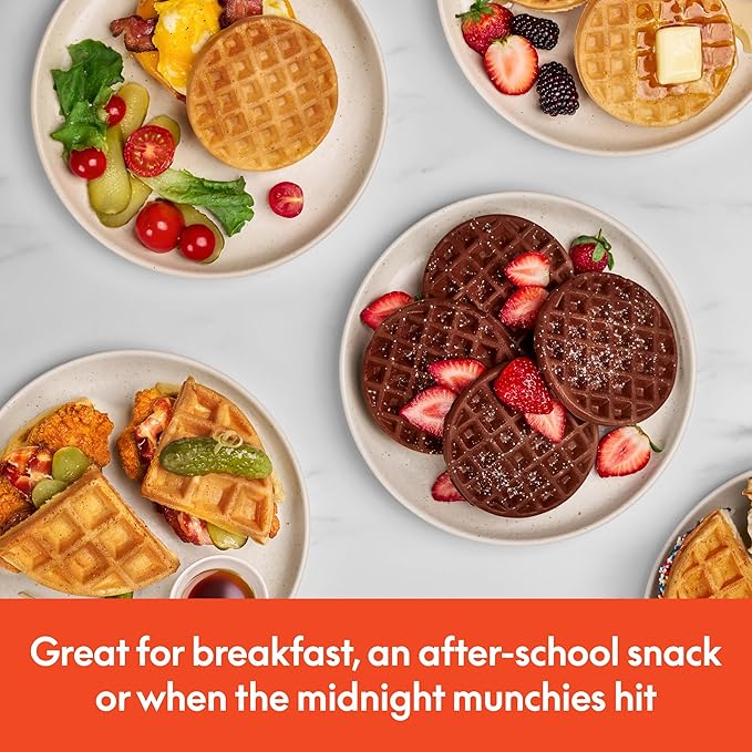bella Snack-n-Store Mini Waffle Maker, EverGood™ Ceramic Nonstick Coating, Cord Wrap, Ready Indicator Light & Cool Touch Handles, Stackable Design & Customizable Plates, 400 Watt, Blossom
