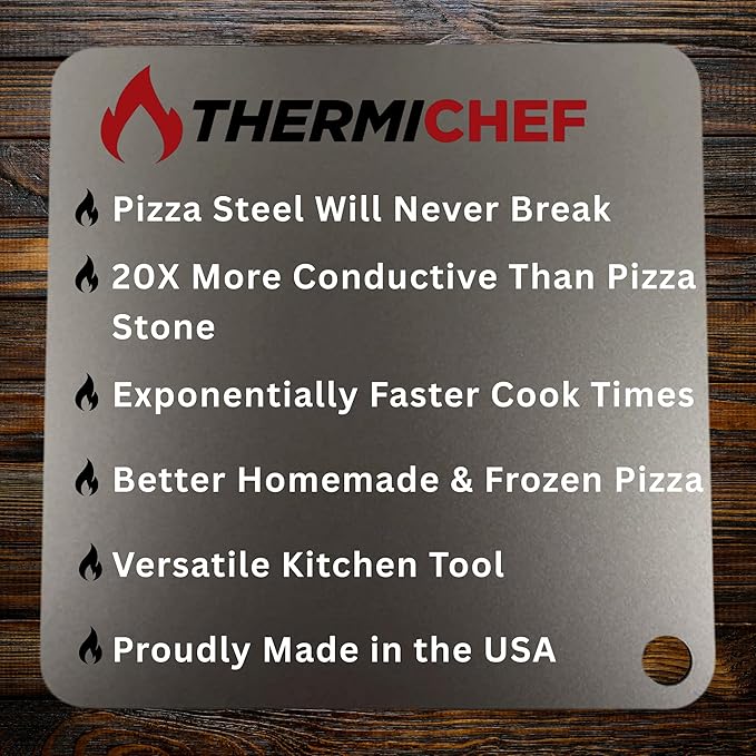 ThermiChef 14x20 Pizza Steel, 3/16" Thick, 13.7 lbs - Cooking Steel for Oven & Grill - Made in USA